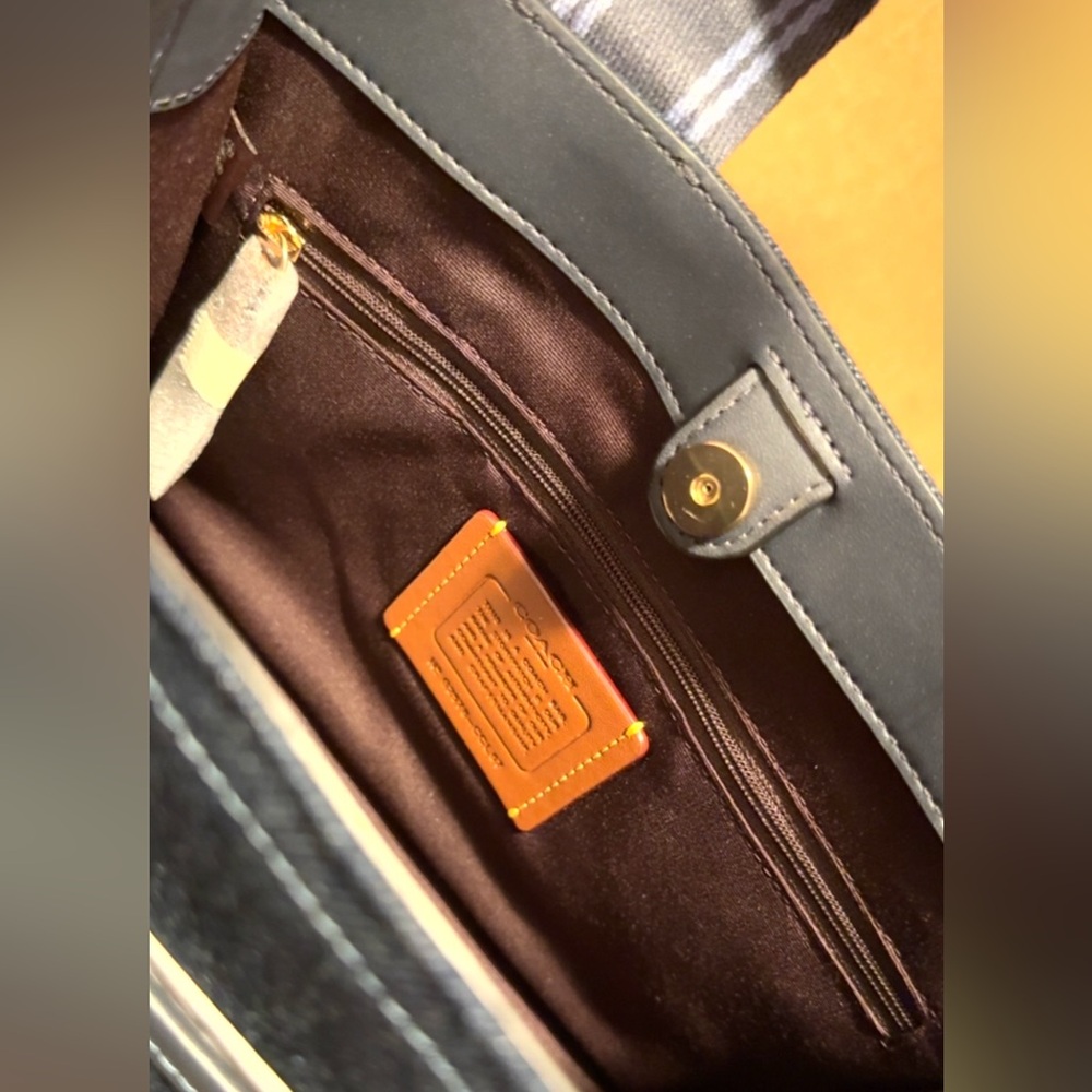 Smith Tote 24 in Denim with Coach logo handles - Picture 7 of 10